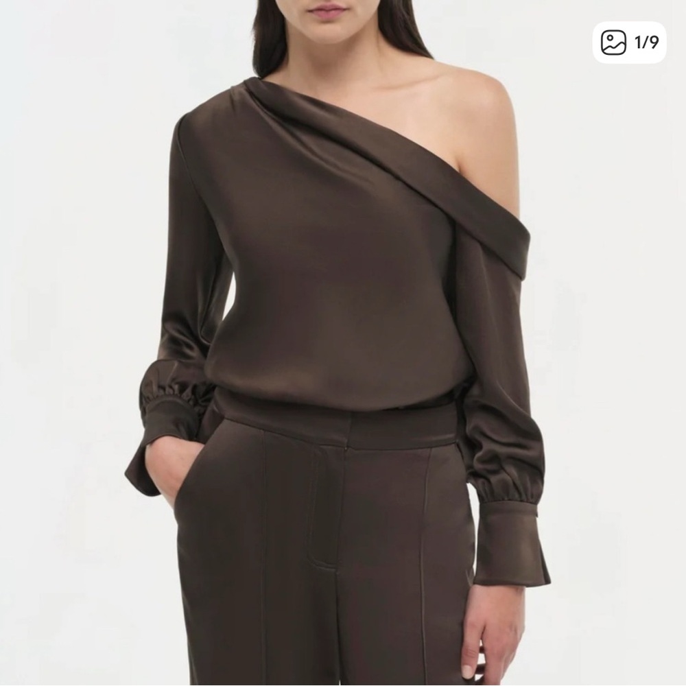 Jonathan Simkhai Brown Off-Shoulder Blouse